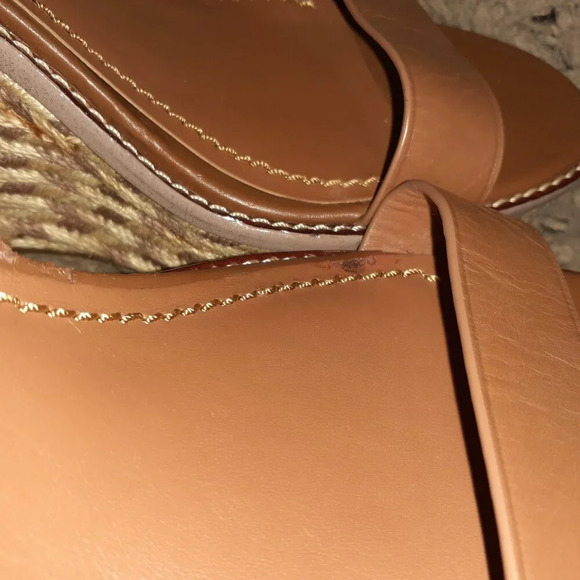 COACH-HIGH ESPADRILLE WEDGE SANDAL-STYLE# FG2110-Brown Leather-Sz 10B-NWOB - Picture 7 of 12